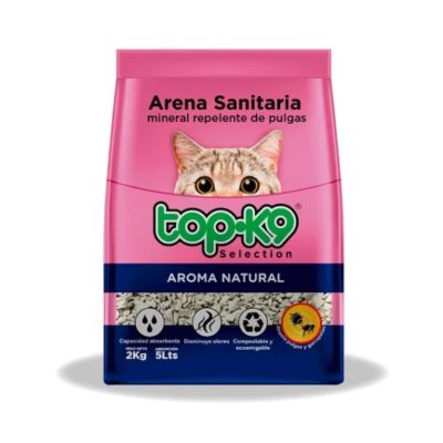 ARENA MINERAL PIEDRA ROSADA TOP K9 2Kg x 10 unidades