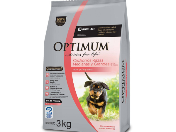 OPTIMUN PERRO CACHORRO RAZA MEDIANA Y GRANDE 3Kg