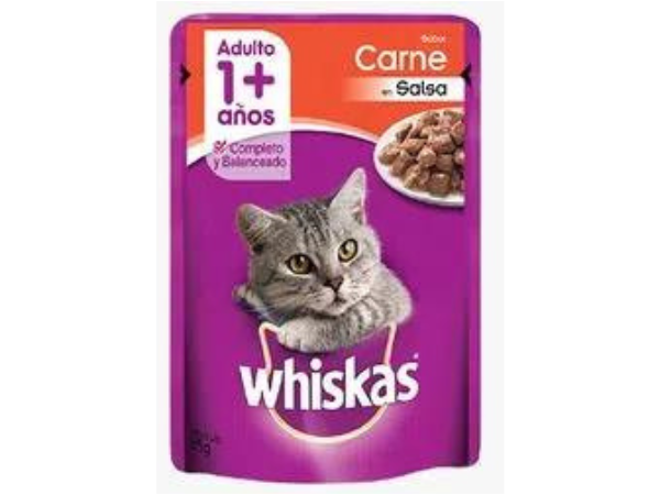 SACHET Whiskas para gatos esterilizados sabor carne 85gr x20 unidades