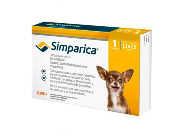 SIMPARICA PERRO 1.3 A 2.5Kg 1 COMPRIMIDO