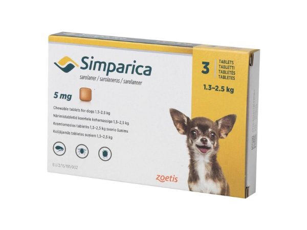 SIMPARICA PERRO 1.3 A 2.5Kg 3 COMPRIMIDO