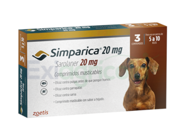 SIMPARICA PERROS 5 A 10Kg 3 COMPRIMIDO