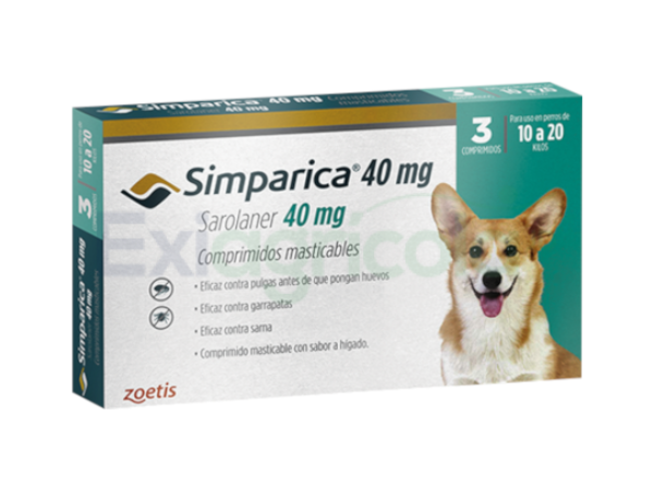 SIMPARICA PERRO 10 A 20Kg 3 COMPRIMIDOS