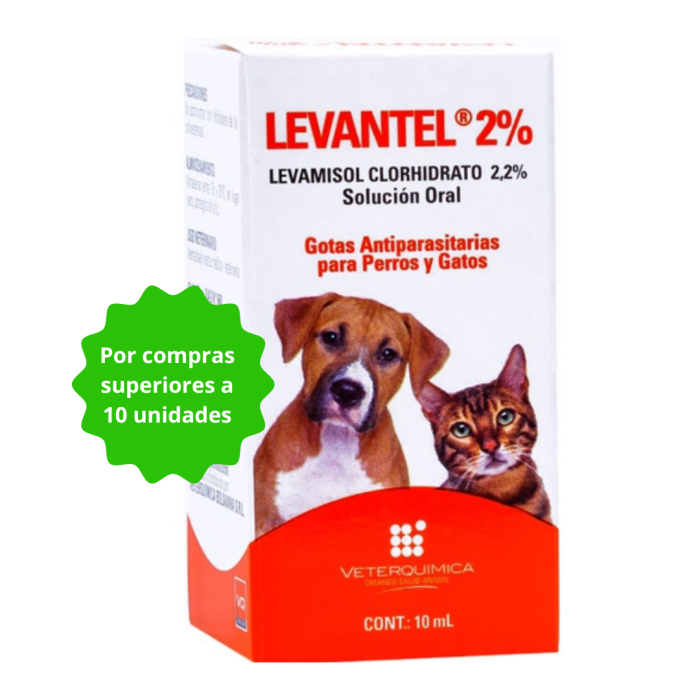 LEVANTEL 2% GOTAS ANTIPARASITARIAS PARA PERROS Y GATOS x10 unidades