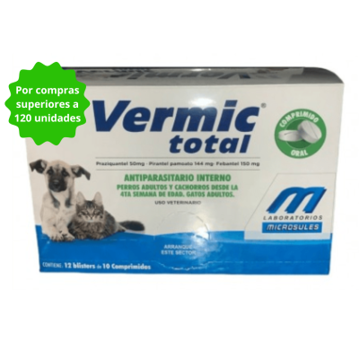 VERMIC DESPARASITARIO PERROS Y GATOS   x120 unidades