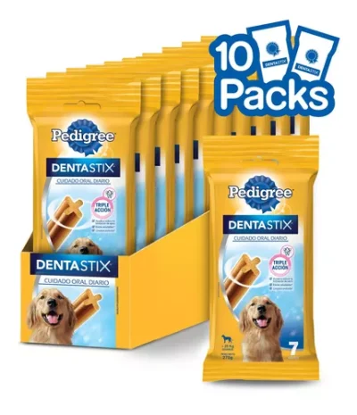 Dentastix Cuidado Oral Perro Raza Grande  10 paquetes de 7 unidades cada uno