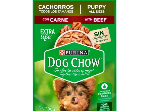 SACHET Dogchow para cachorros sabor carne 85gr x15 unidades