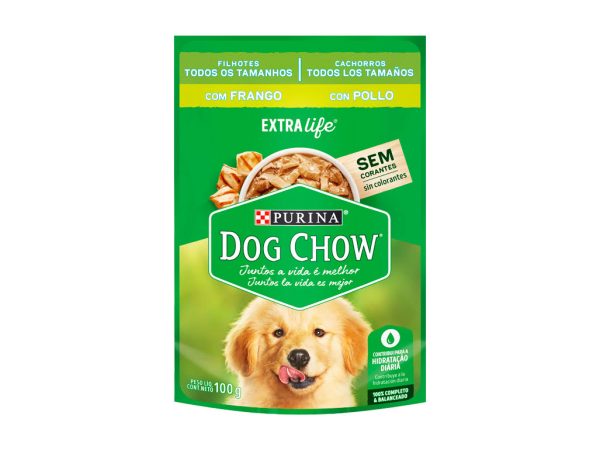 SACHET Dogchow para cachorros sabor pollo 85gr x15 unidades