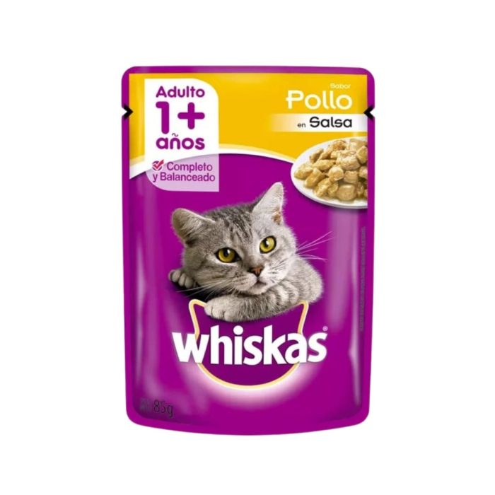 SACHET Whiskas para gatos sabor Pollo  85gr x12 unidades