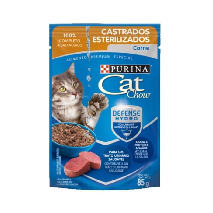 SACHET Catchow para gatos esterilizados sabor carne  85gr x15 unidades