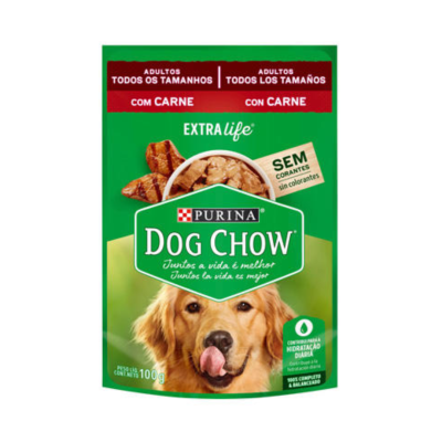 SACHET Dogchow para perros adultos sabor carne 85gr x15 unidades