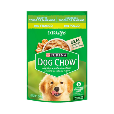 SACHET Dogchow para cachorros sabor pollo 85gr x15 unidades