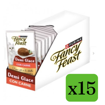 Sachet Fancy Feast Pouch para gatos sabor Demi glase carne 85grs x15und