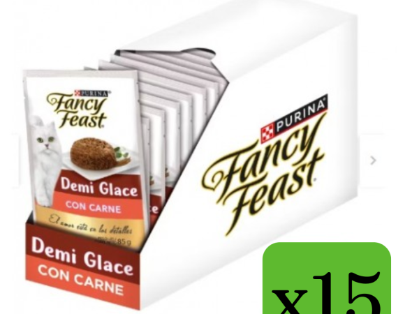 Sachet Fancy Feast Pouch para gatos sabor Demi glase carne 85grs x15und