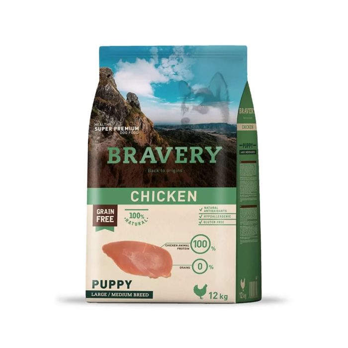 bravery chicken 12 kilos (1) BRAVERY CHICKEN PUPPY LARGE/MEDIUM BREED (PERRO) 12KG