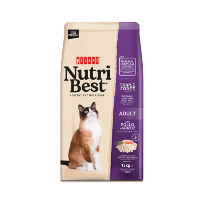 Nutribest Gato Adulto Pollo y Arroz 15 Kilos