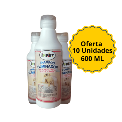 SHAMPOO PULGAS Y GARRAPATAS 600ml x10 unidades