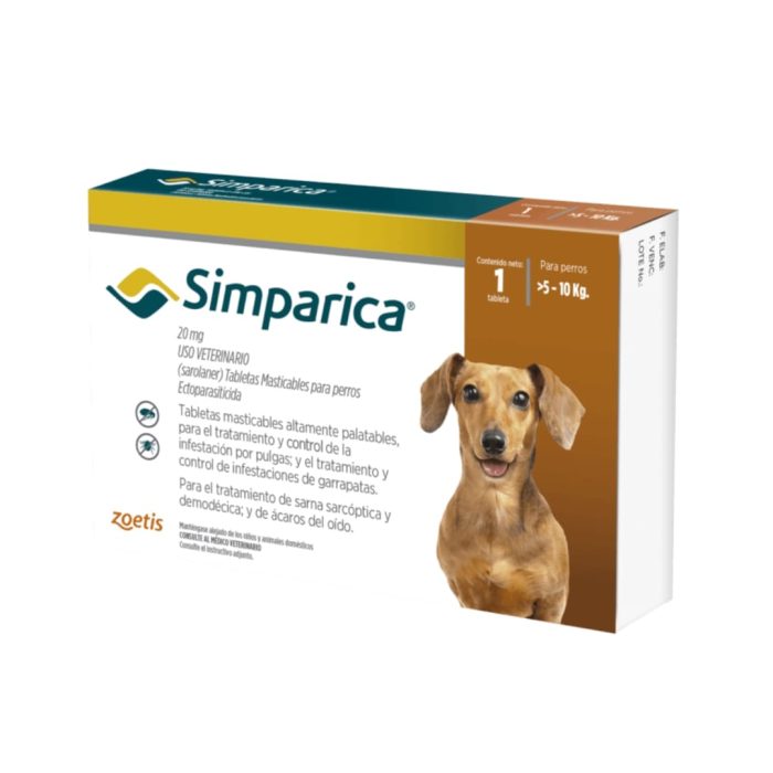 SIMPARICA PERROS 5 A 10Kg 1 COMPRIMIDO