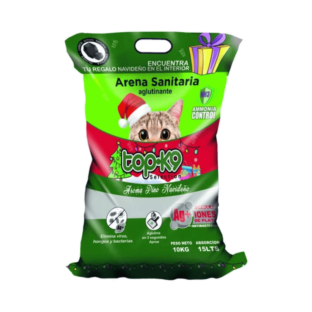 arena aglutinante iones de plata top k9 (2) (1) Arena Aglutinante Top K9 Aroma Pino Navideño 10 kilos