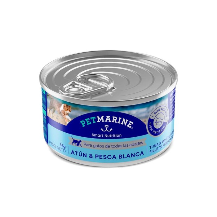 Lata Gato PetMarin Atún y Pesca Blanca 85 gramos x 6 unidades