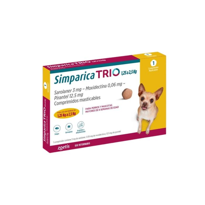 Simparica Trio 1,3 a 2,5 kilos 1 comprimido