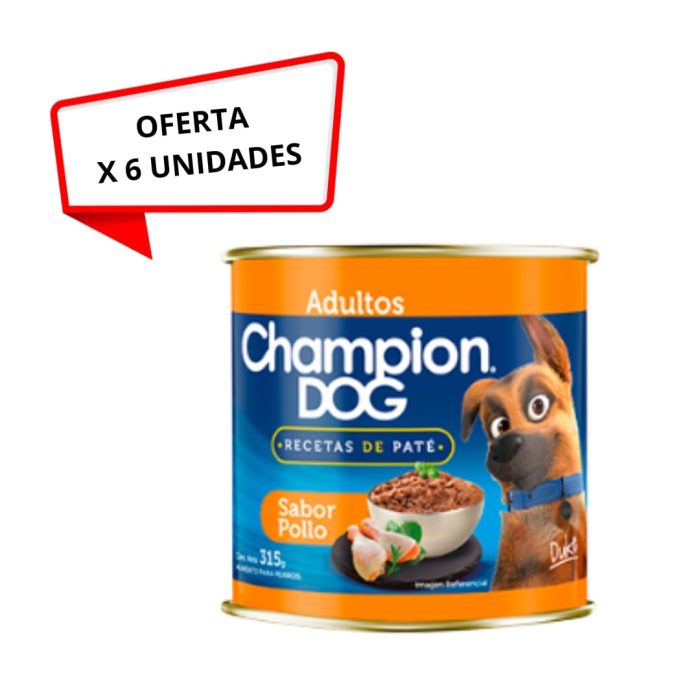 Lata Champion Dog Sabor Pollo 315 gr x 6 unidades