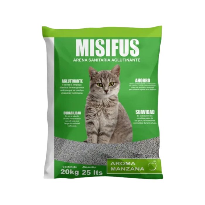 Arena sanitaria misifus aroma manzana 20 kilos