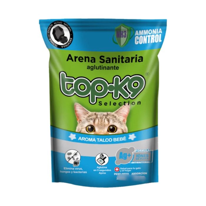 ARENA AGLUTINANTE TOP K9 Iones de plata 25Kg aroma talco de bebe