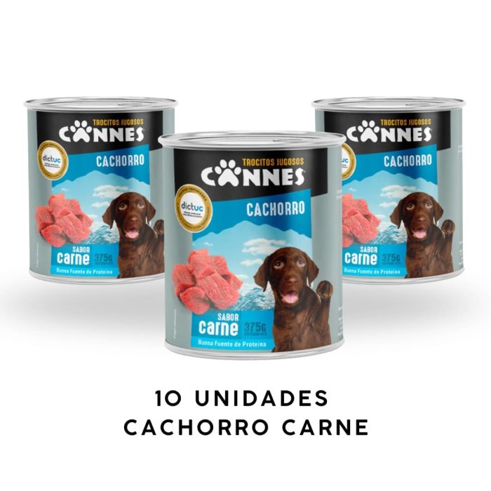Lata cannes 375 gr x 10 unidades cachorro carne