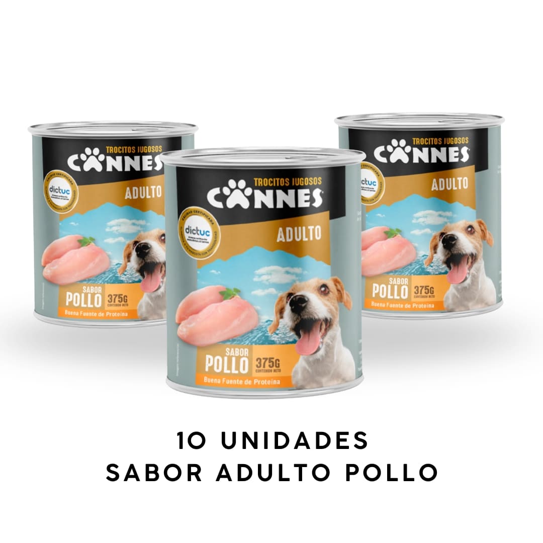 Lata cannes 375 gr x 10 unidades sabor pollo