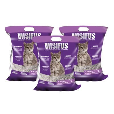 Arena Misifus aroma lavanda 8 kilos x 3 unidades