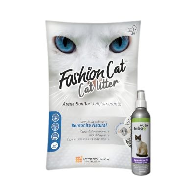fashion cat y eliminador de olor Oferta Arena fashion cat bentonita 20 kilos + Eliminador de olor Kibbo