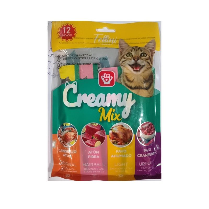 10 paquetes Churu creamy fellini mix cada paquete tiene 12 unidades : total 120 unidades