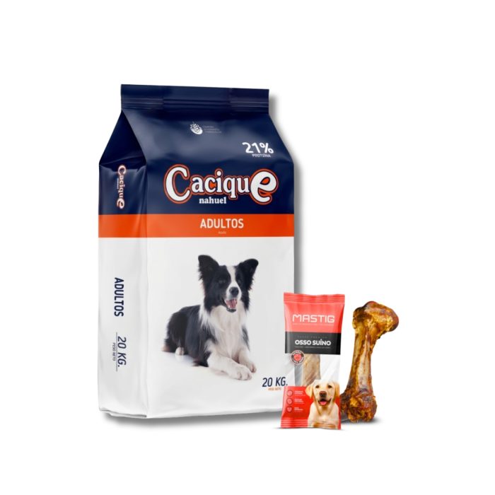 Cacique 20 kilos + 1 hueso mastig porcino