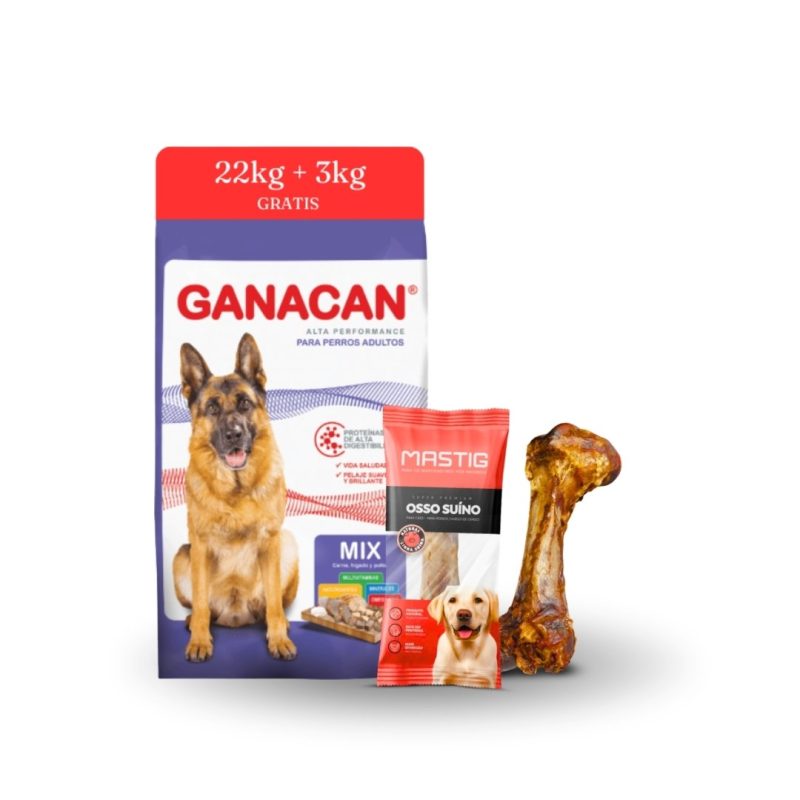 Ganacan 25 kilos + 1 hueso mastig porcino