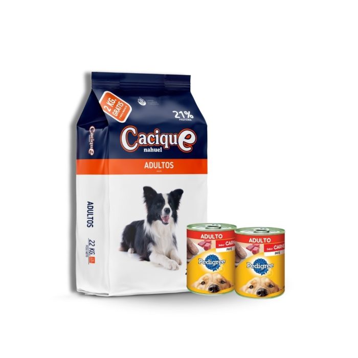 Formato nuevo ofertas (16) Cacique 22 kilos + 2 latas pedigree sabor carne
