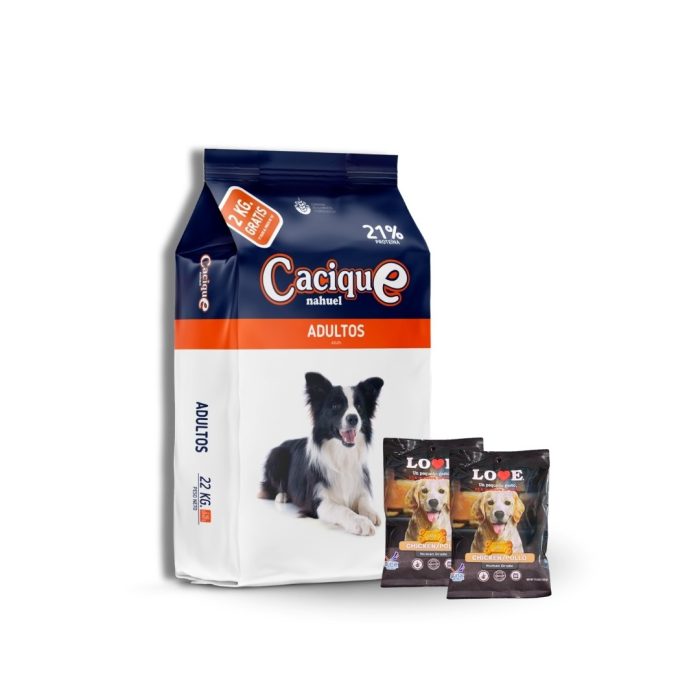 Cacique 22 kilos + 2 galletas love pollo