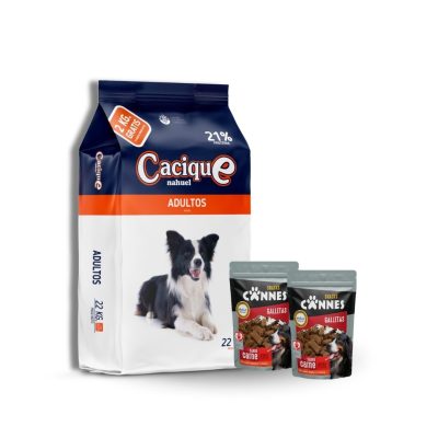 Formato nuevo ofertas (18) Cacique 22 kilos + 2 galletas cannes sabor carne