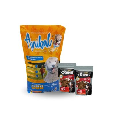 anibal y galleta Anibal Food 25 kilos + 2 galletas cannes sabor carne