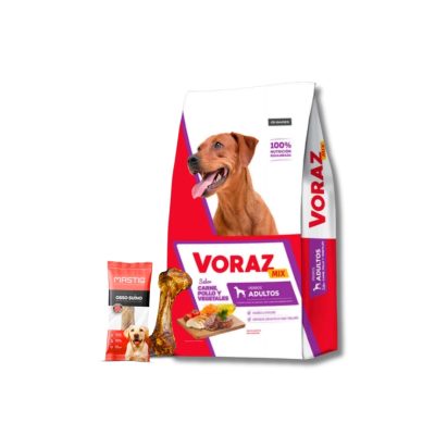 Voraz mix perro adulto 25 Kilos + 1 hueso mastig porcino