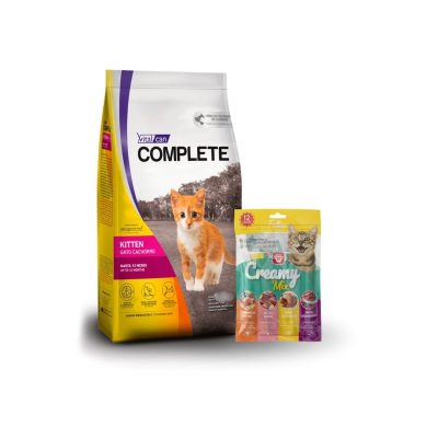 COMPLETE KITTEN 15 KILOS + 1 PAQUETE DE 12 UNIDADES CHURU CREAMY FELLINI
