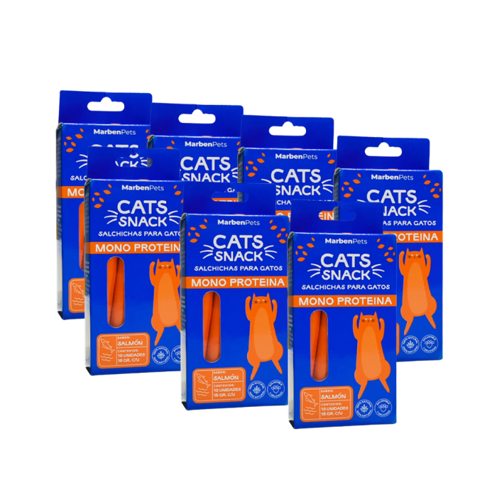 Cats Snack salchicha para gato sabor salmón  x 10 unidades