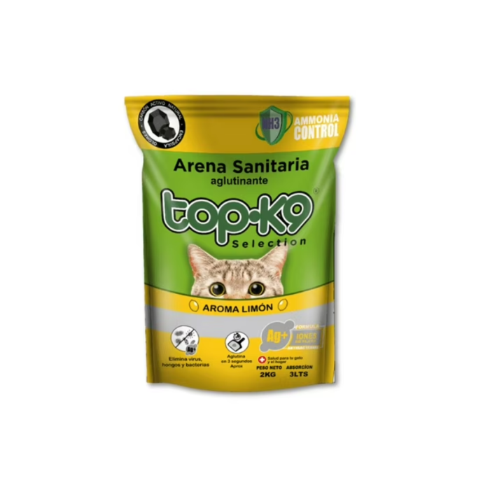 ARENA TOP K9 AGLUTINANTE AROMA LIMÓN 2 KILOS  X 10 UNIDADES