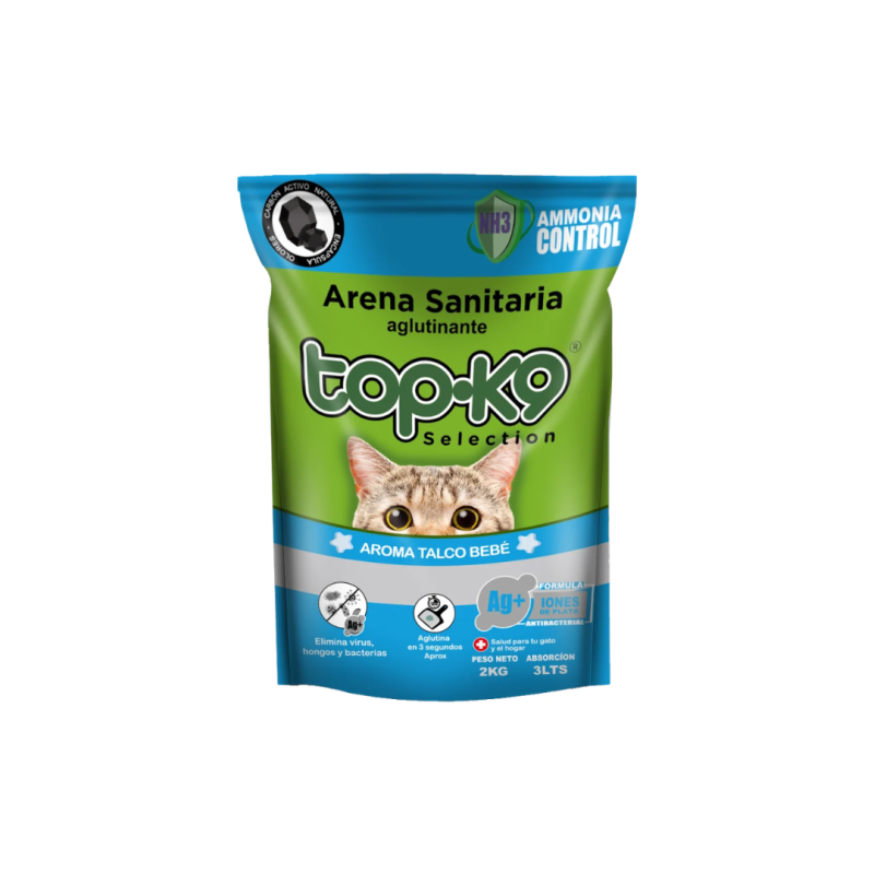 ARENA TOP K9 AGLUTINANTE AROMA TALCO DE BEBÉ X 10 UNIDADES