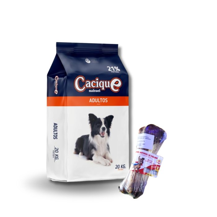 Cacique perro adulto 20 kilos + 1 Hueso femúr porcino