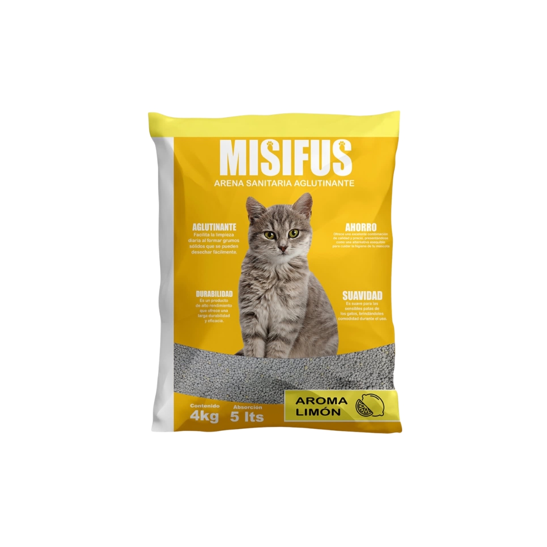 Arena sanitaria misifus aroma limón 4 kilos x 5 unidades